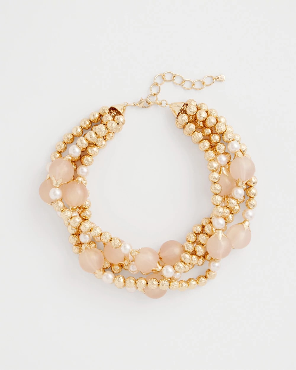 Chico's Premium - Gold Pink Chunky Beaded Necklace Pink
