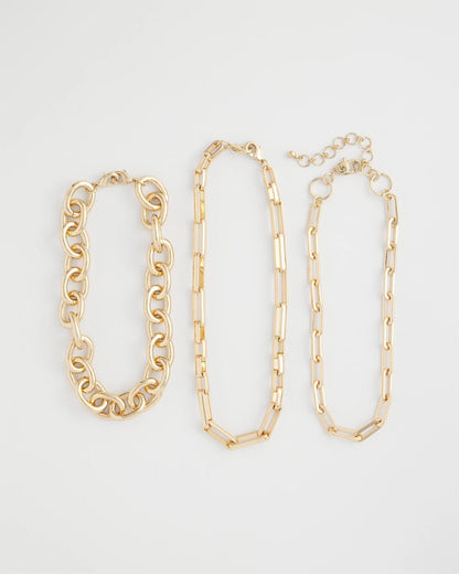 Chico's Popular - Convertible Three-Strand Chain Necklace Gold