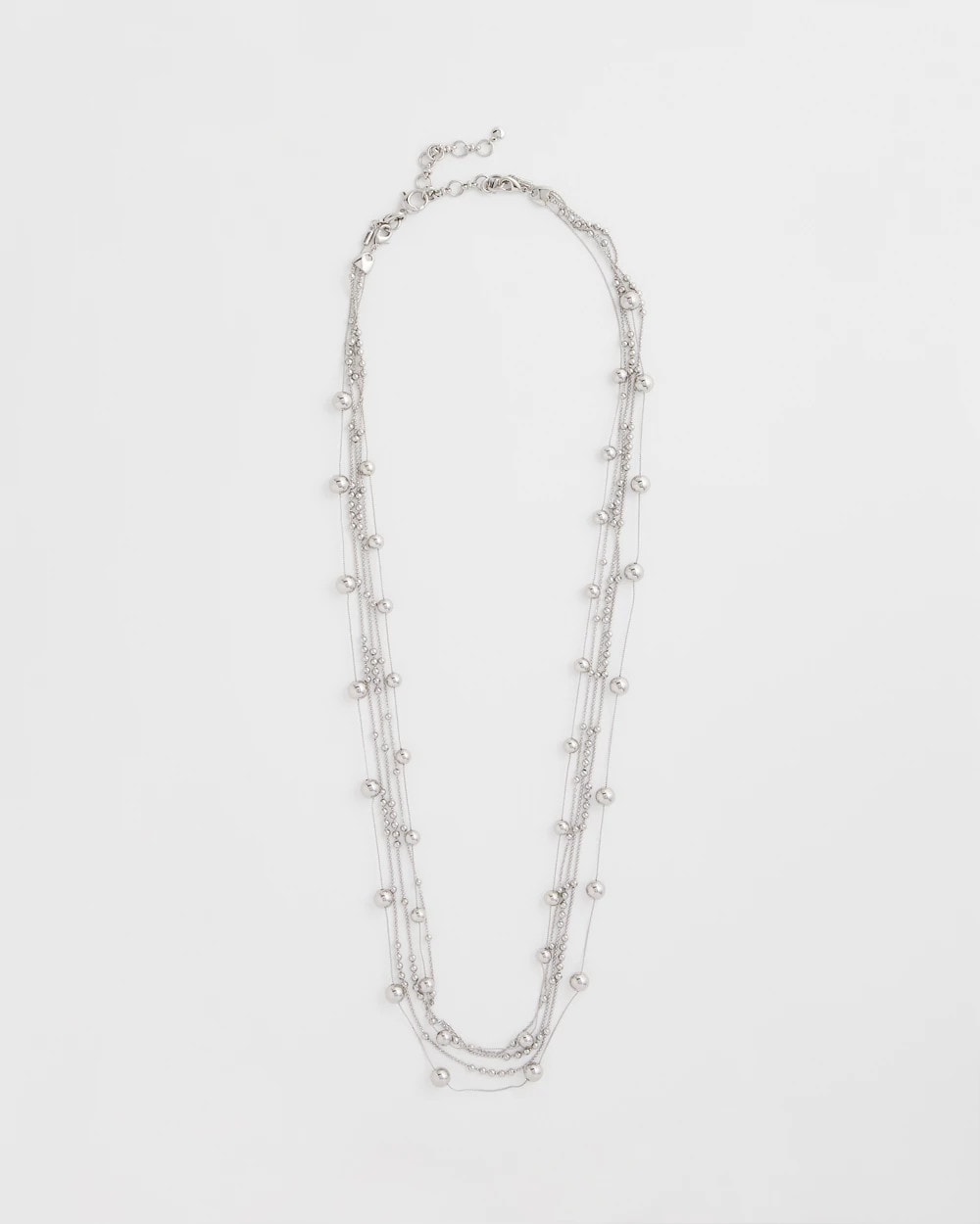 Chico's Recommended - Multistrand Beaded Silvertone Necklace Silver