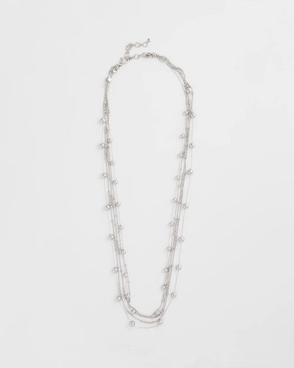 Chico's Recommended - Multistrand Beaded Silvertone Necklace Silver