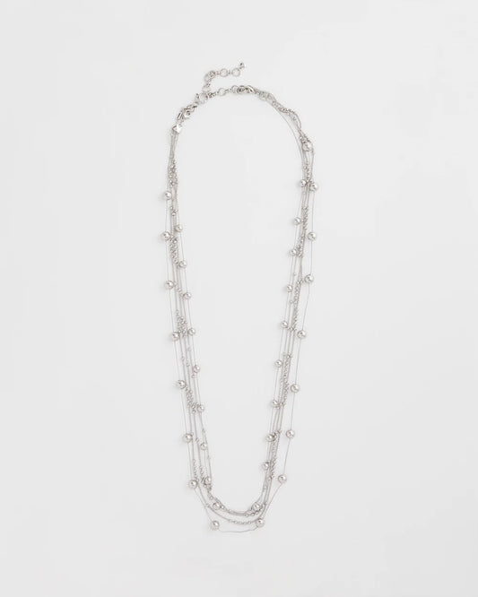 Chico's Recommended - Multistrand Beaded Silvertone Necklace Silver