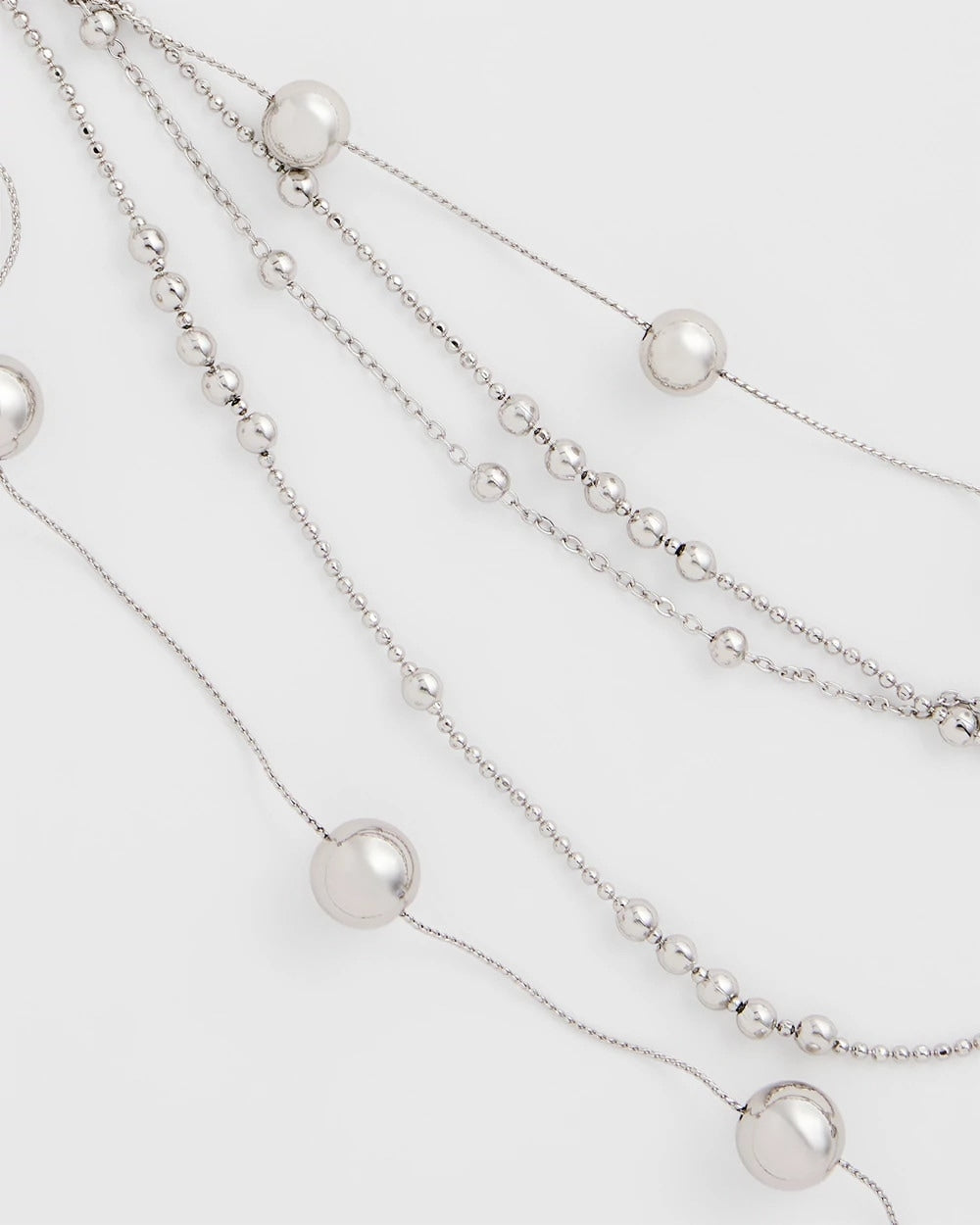 Chico's Recommended - Multistrand Beaded Silvertone Necklace Silver