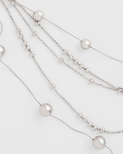 Chico's Recommended - Multistrand Beaded Silvertone Necklace Silver
