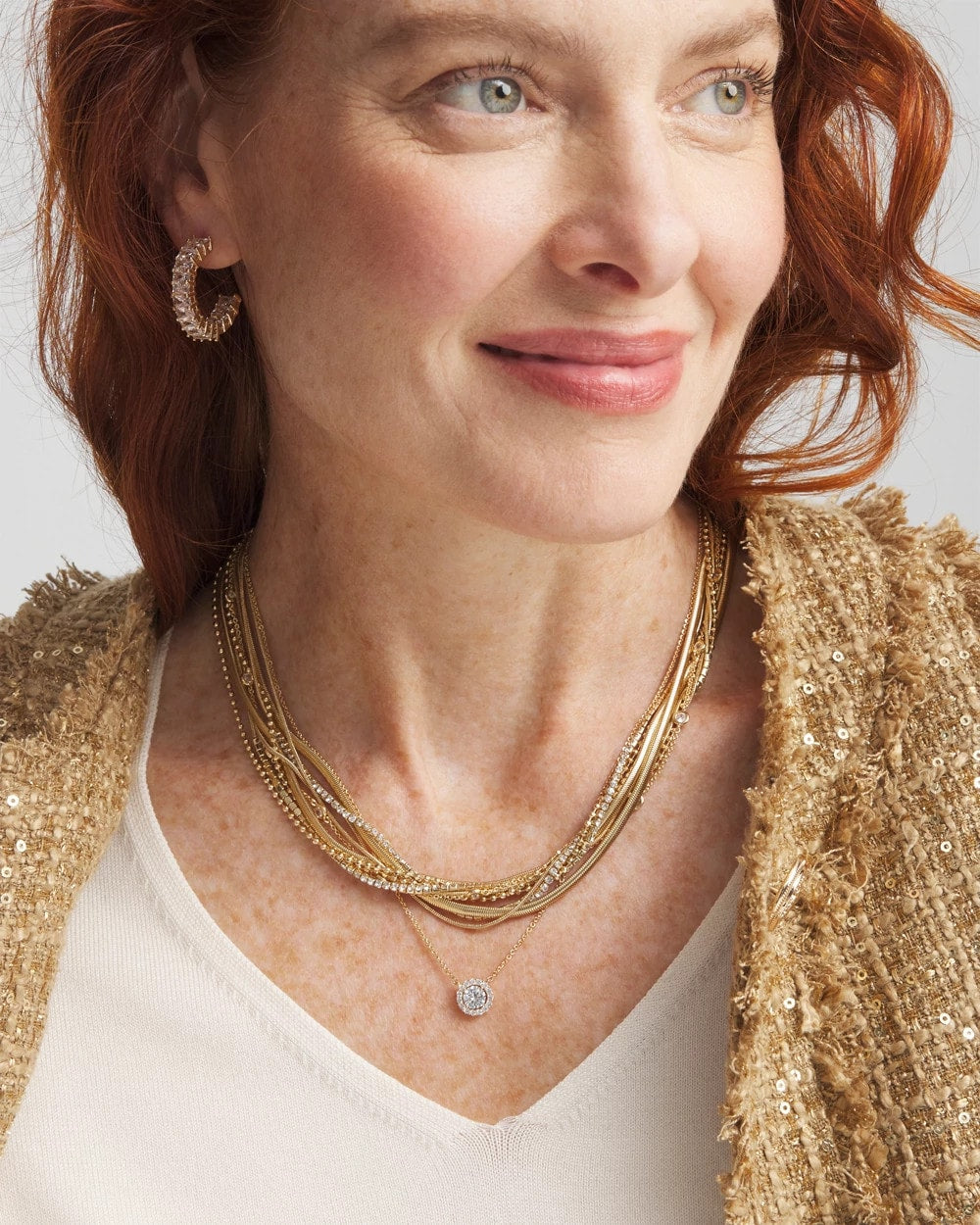 Chico's Trusted - Gold Tone Drop Stone Necklace Gold