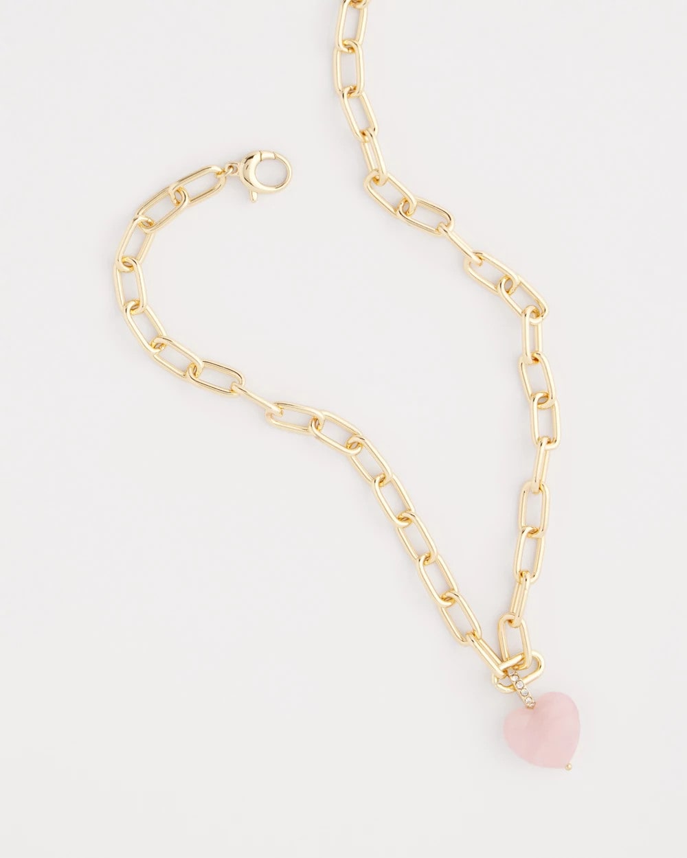 Chico's Best Price - Genuine Quartz Heart Pendant Necklace Pink