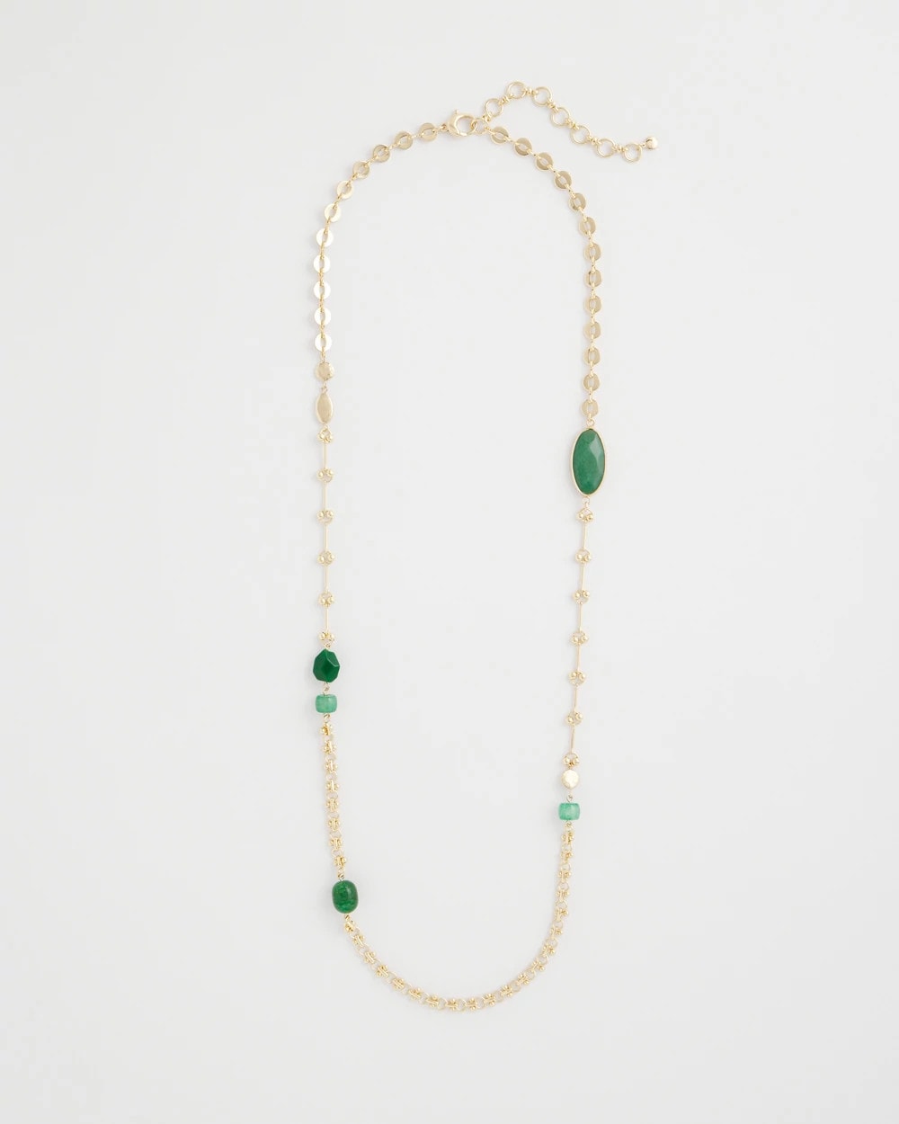 Chico's Exclusive - Green Accent Long Single Strand Necklace Green