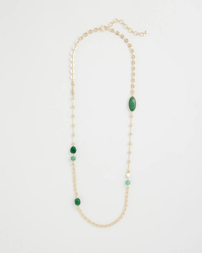 Chico's Exclusive - Green Accent Long Single Strand Necklace Green