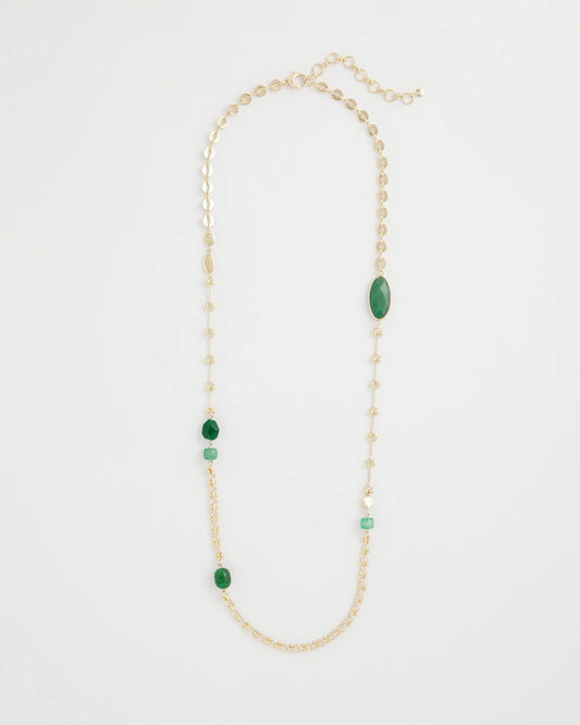 Chico's Exclusive - Green Accent Long Single Strand Necklace Green