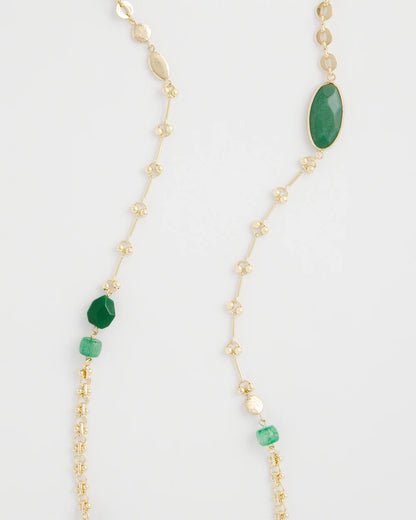 Chico's Exclusive - Green Accent Long Single Strand Necklace Green