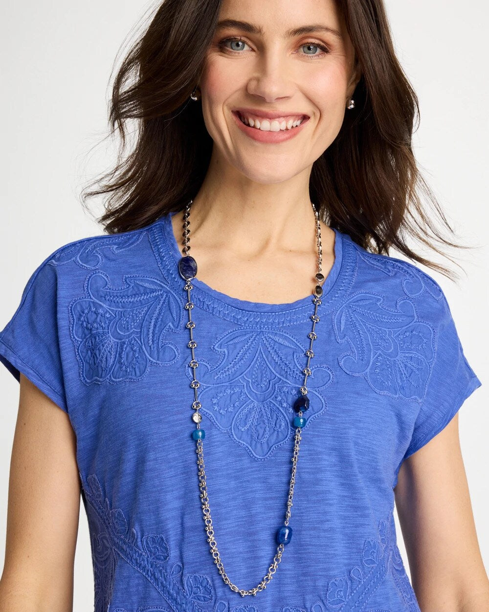Chico's Everyday - Blue Accent Long Single Strand Necklace Blue