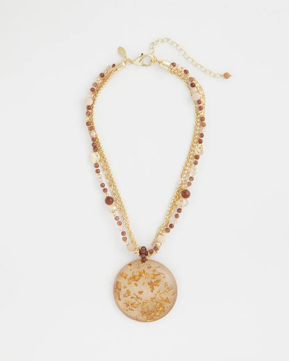 Chico's New - Gold Foil Pendant Necklace Neutral