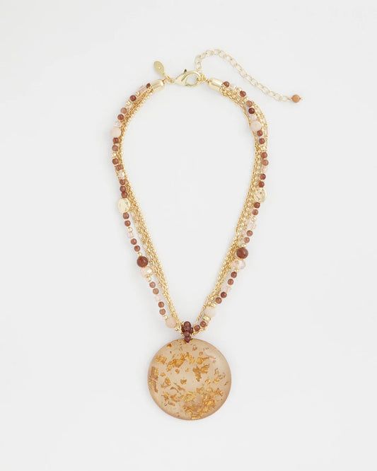 Chico's New - Gold Foil Pendant Necklace Neutral