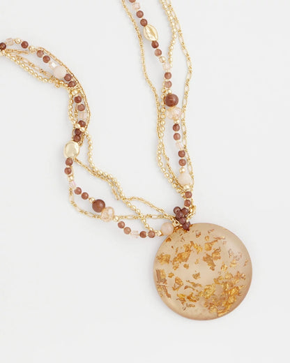 Chico's New - Gold Foil Pendant Necklace Neutral