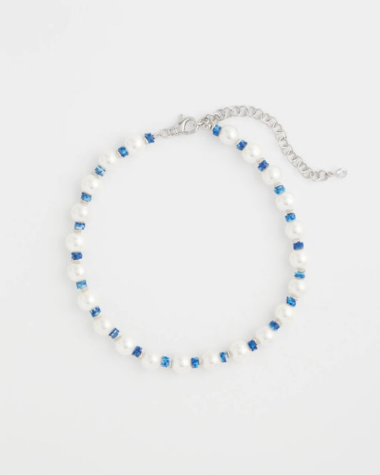 Chico's Trending - Short Pearl Blue Necklace Blue