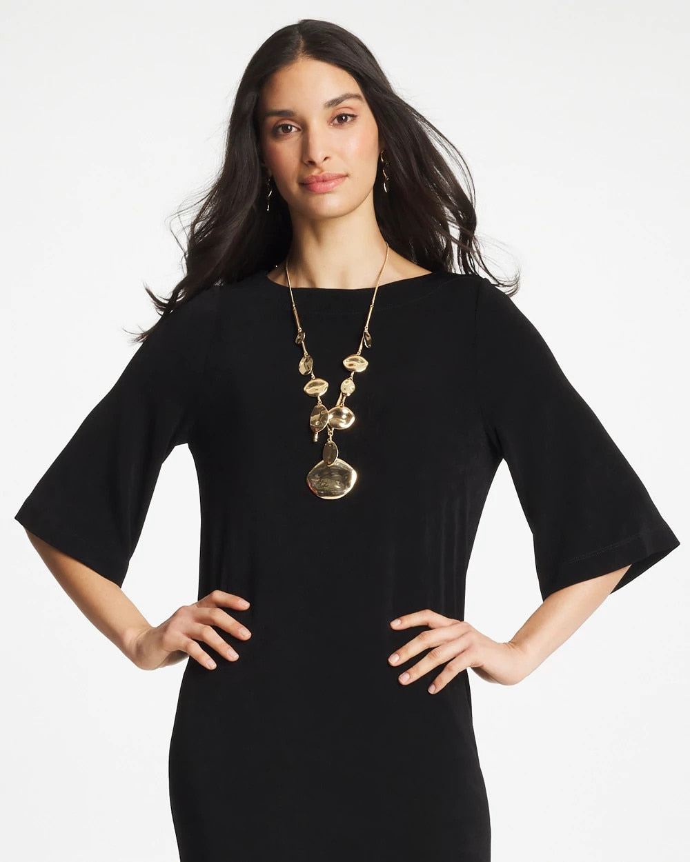 Chico's Smart Buy - Gold Long Single Strand Necklace Gold
