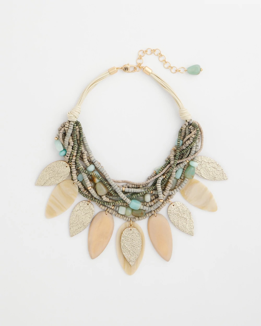 Chico's Hot Sale - Multistrand Wood Petal Necklace Aqua