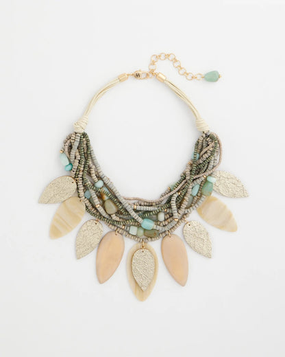 Chico's Hot Sale - Multistrand Wood Petal Necklace Aqua
