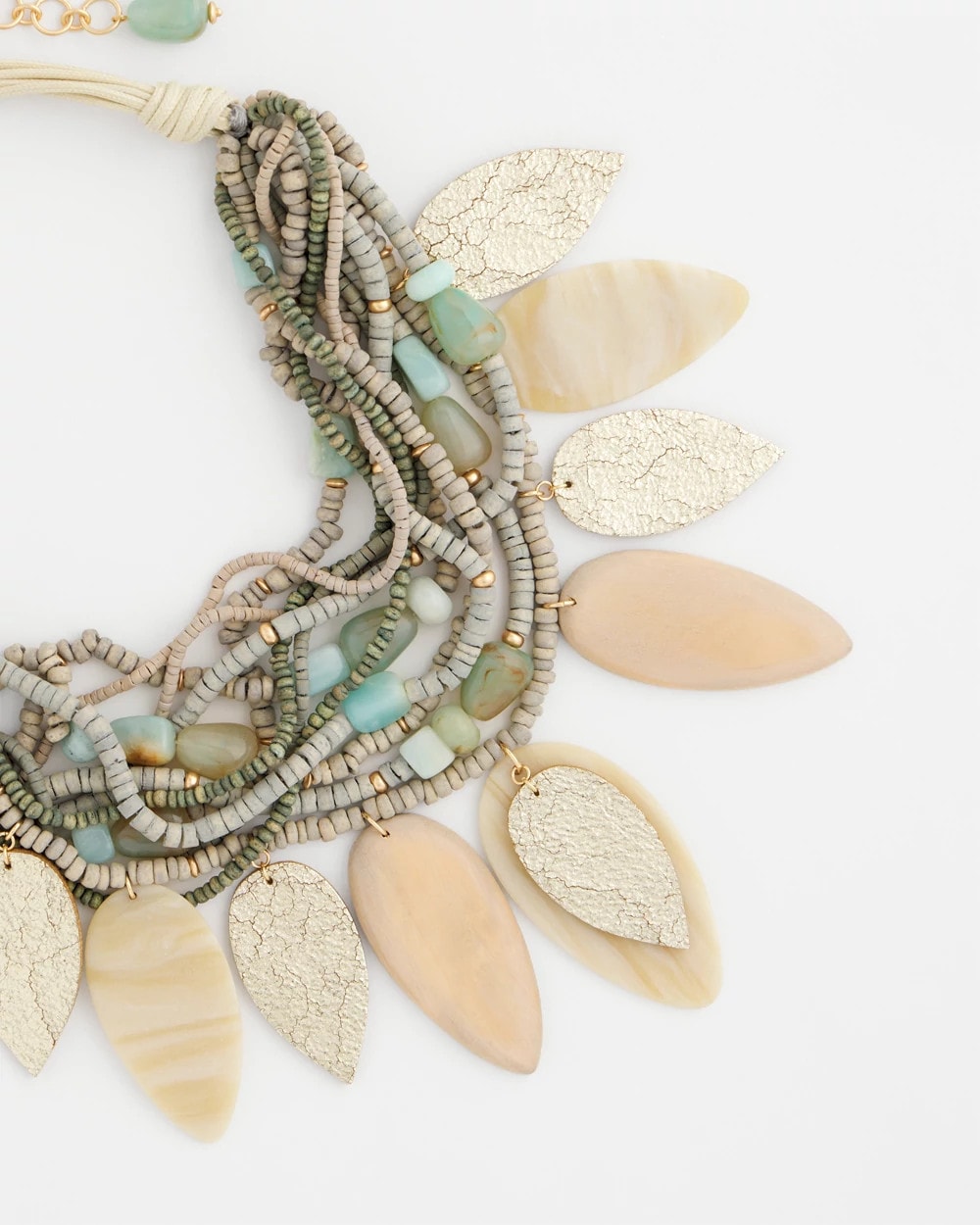 Chico's Hot Sale - Multistrand Wood Petal Necklace Aqua