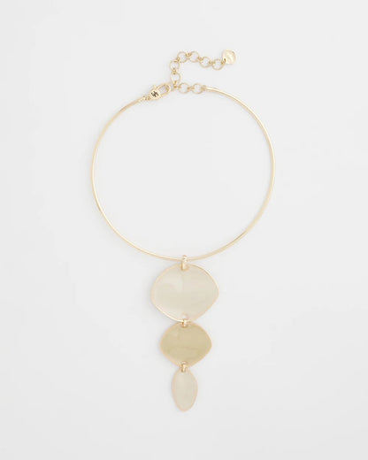 Chico's Deals - Linear Reversible Pendant Necklace White/Gold