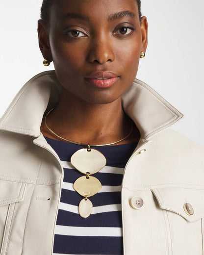 Chico's Deals - Linear Reversible Pendant Necklace White/Gold