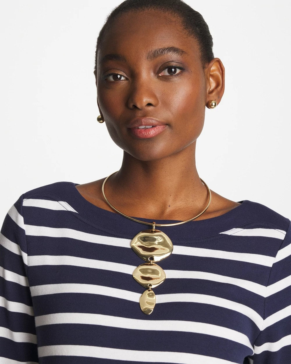 Chico's Deals - Linear Reversible Pendant Necklace White/Gold