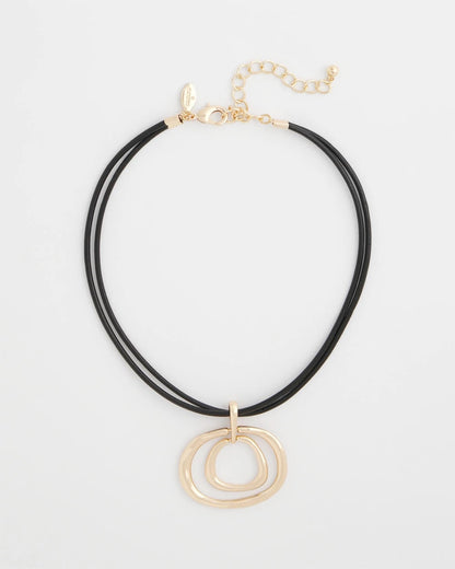 Chico's Everyday - Gold Tone Rings Pendant Necklace Gold