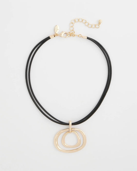 Chico's Everyday - Gold Tone Rings Pendant Necklace Gold
