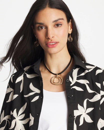 Chico's Everyday - Gold Tone Rings Pendant Necklace Gold