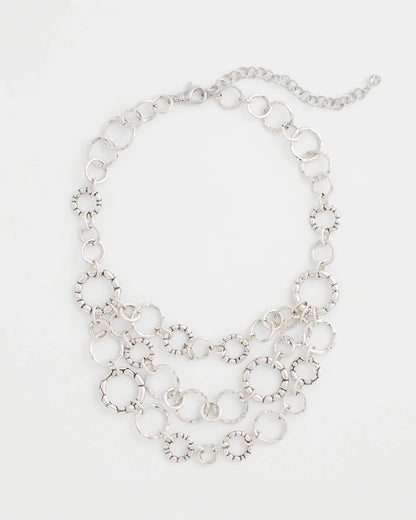 Chico's Classic - Silver Multistrand Bib Necklace Silver