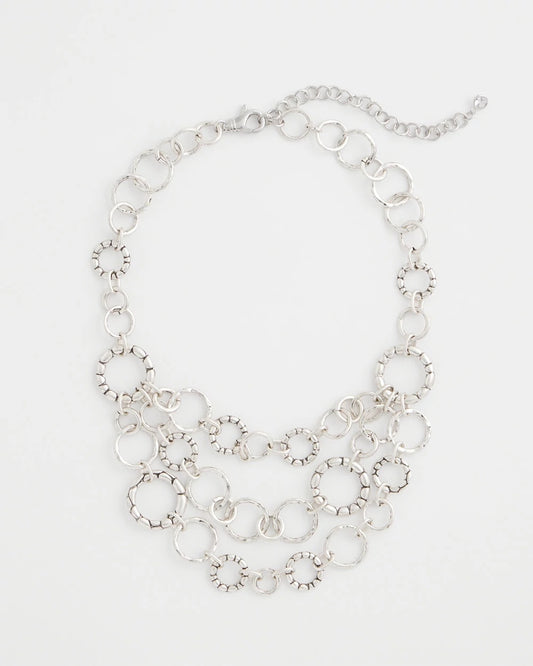 Chico's Classic - Silver Multistrand Bib Necklace Silver
