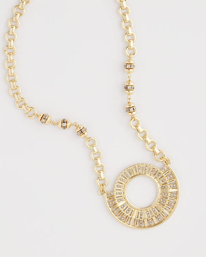 Chico's Hot Sale - Sparkling Goldtone Circle Pendant Necklace Gold