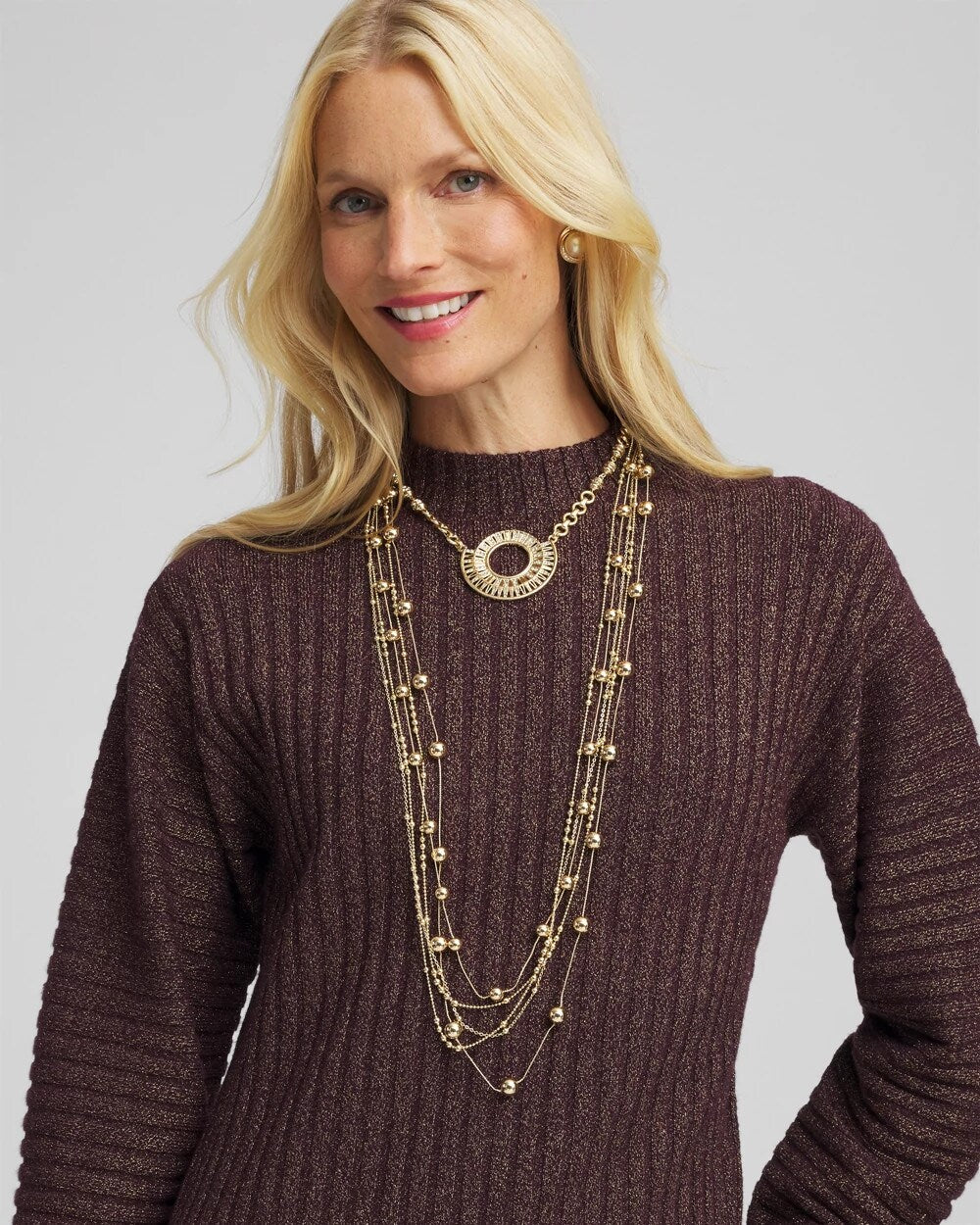 Chico's Hot Sale - Sparkling Goldtone Circle Pendant Necklace Gold