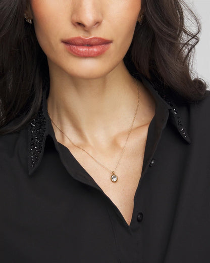 Chico's Trending - Bezel Set Pendant Goldtone Necklace Gold