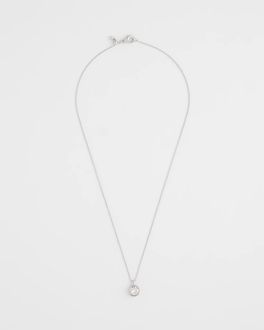 Chico's Everyday - Bezel Set Pendant Silvertone Necklace Silver