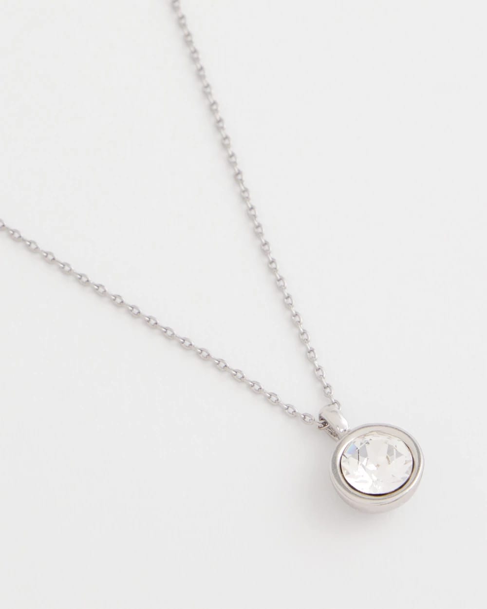 Chico's Everyday - Bezel Set Pendant Silvertone Necklace Silver