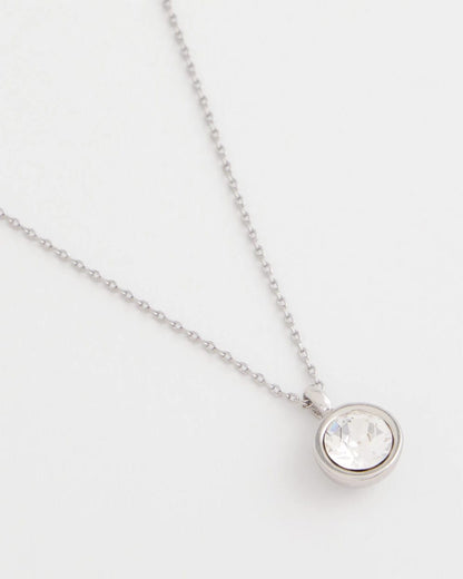 Chico's Everyday - Bezel Set Pendant Silvertone Necklace Silver