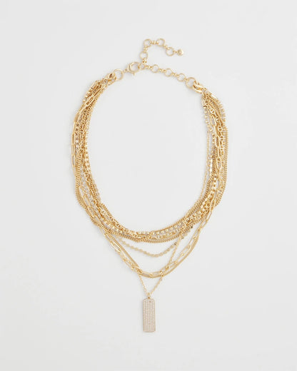 Chico's New - Convertible Gold Pave Pendant Necklace Gold