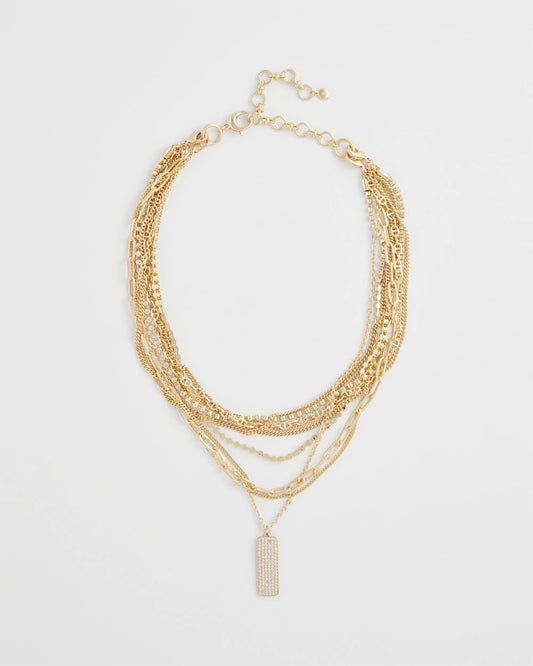 Chico's New - Convertible Gold Pave Pendant Necklace Gold