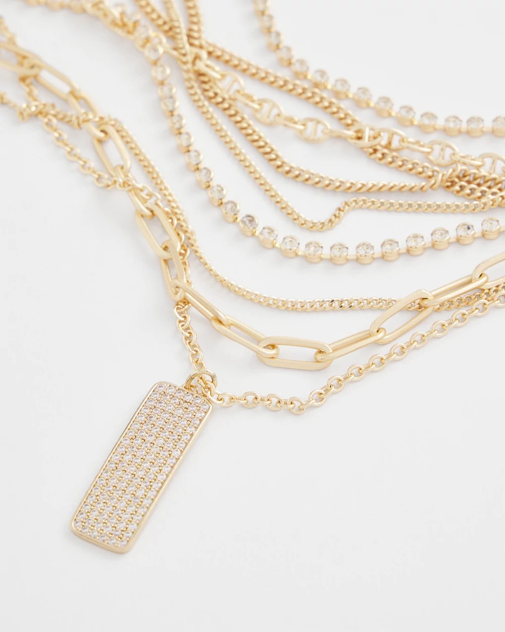 Chico's New - Convertible Gold Pave Pendant Necklace Gold