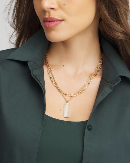 Chico's New - Convertible Gold Pave Pendant Necklace Gold