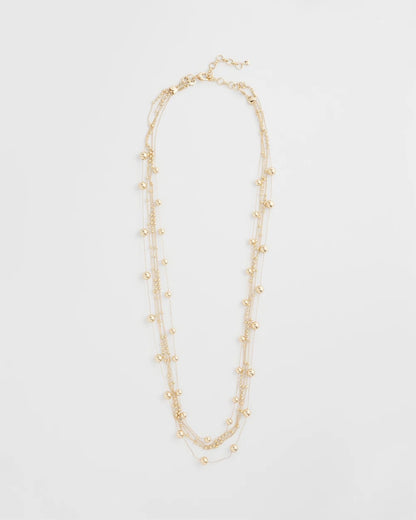 Chico's Smart Buy - Multistrand Beaded Goldtone Necklace Gold