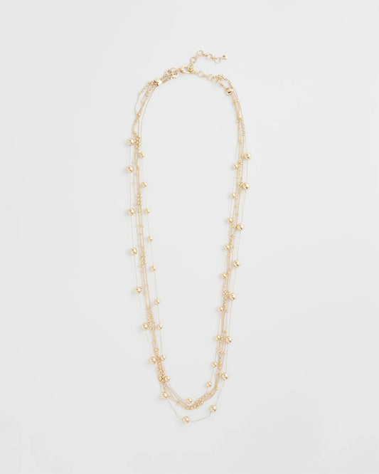 Chico's Smart Buy - Multistrand Beaded Goldtone Necklace Gold