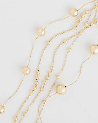 Chico's Smart Buy - Multistrand Beaded Goldtone Necklace Gold