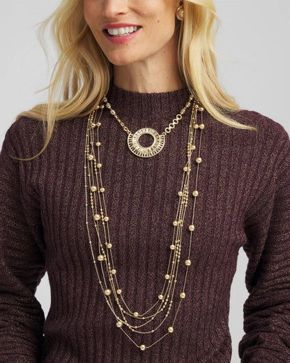 Chico's Smart Buy - Multistrand Beaded Goldtone Necklace Gold