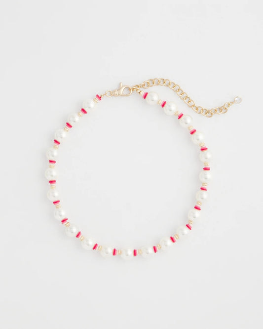 Chico's New - Short Pearl Pink Necklace Pink