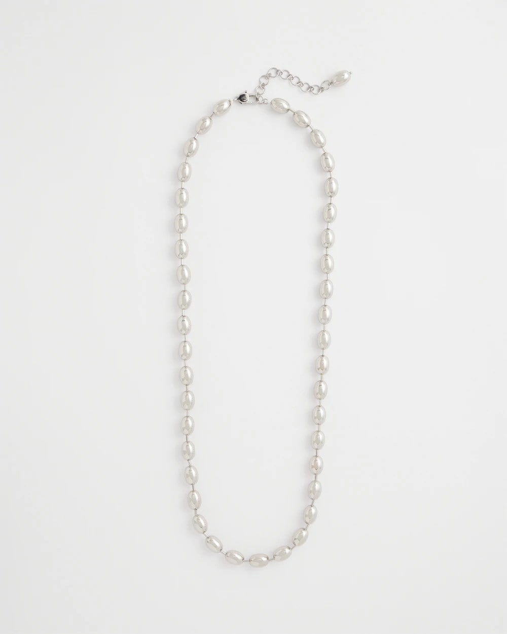 Chico's New - Silver Bead Long Single Strand Necklace Silver