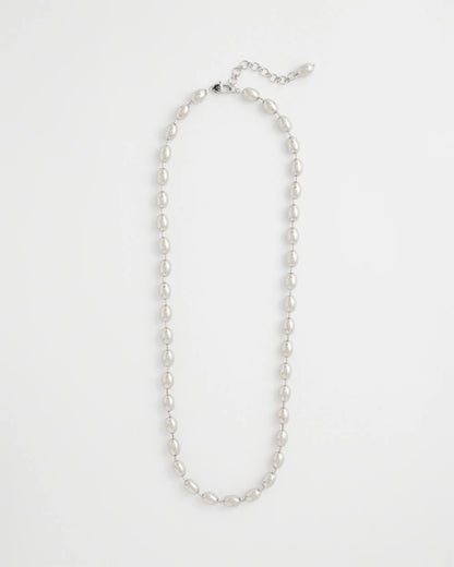 Chico's New - Silver Bead Long Single Strand Necklace Silver