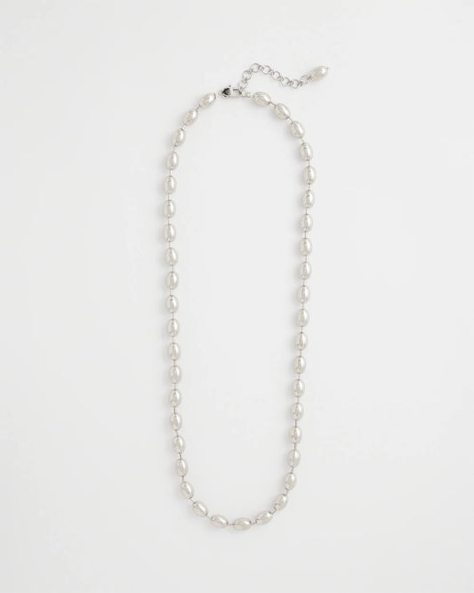 Chico's New - Silver Bead Long Single Strand Necklace Silver