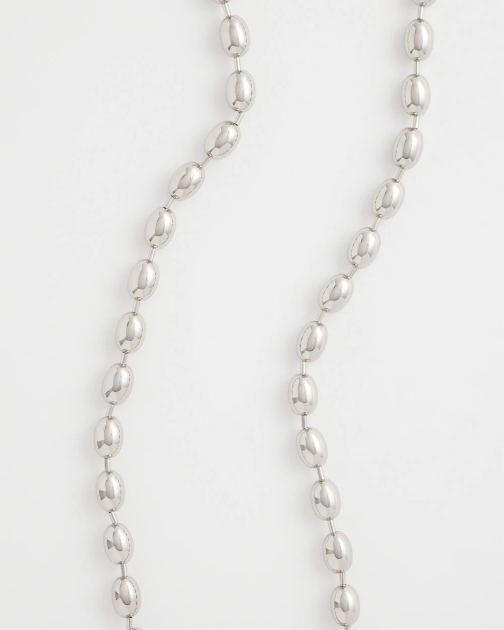 Chico's New - Silver Bead Long Single Strand Necklace Silver