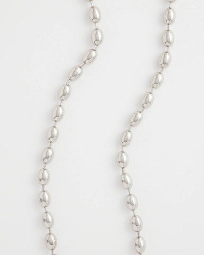 Chico's New - Silver Bead Long Single Strand Necklace Silver